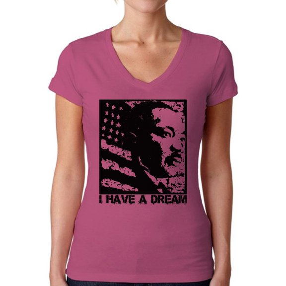 Awkward Styles Women's Martin Luther King V-neck T-shirt American Flag Shirt