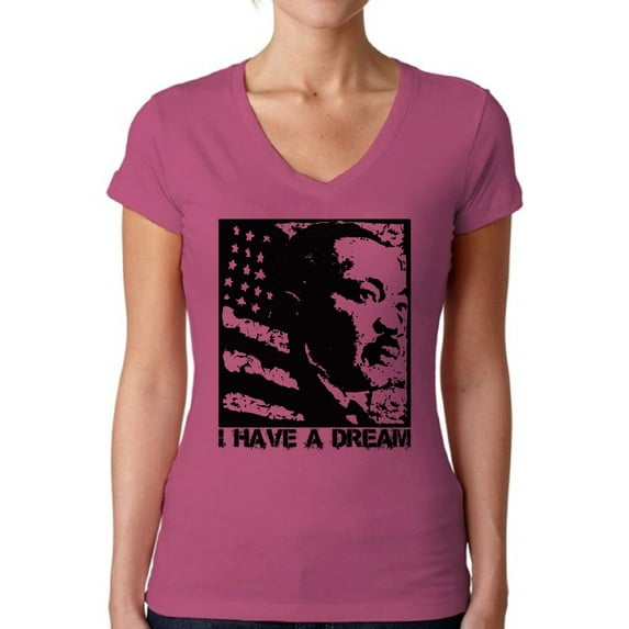 Awkward Styles Women's Martin Luther King V-neck T-shirt American Flag Shirt
