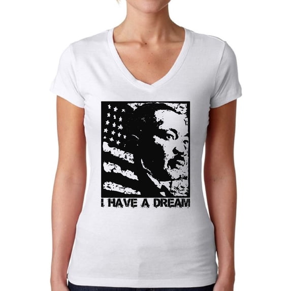 Awkward Styles Women's Martin Luther King V-neck T-shirt American Flag Shirt