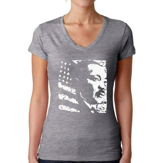 Awkward Styles Women's Martin Luther King V-neck T-shirt USA Flag Shirt
