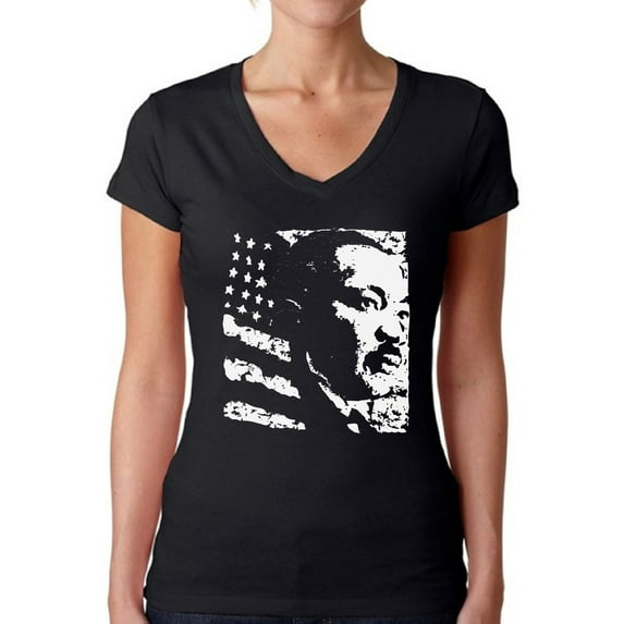 Awkward Styles Women's Martin Luther King V-neck T-shirt USA Flag Shirt