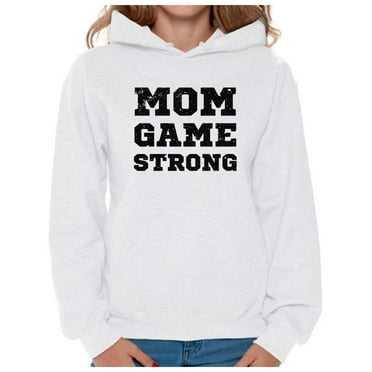 Awkward Styles Women's Mom Game Strong Mom's Graphic Hoodie Tops Black Cosmic