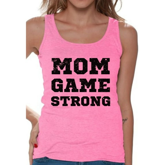 Awkward Styles Women's Mom Game Strong Mom's Graphic Tank Tops Black Cosmic