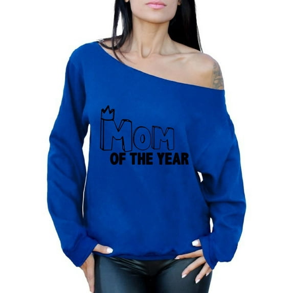 Awkward Styles Women's Mom Of The Year Graphic Off Shoulder Tops Oversized Sweatshirt For The Best Mother