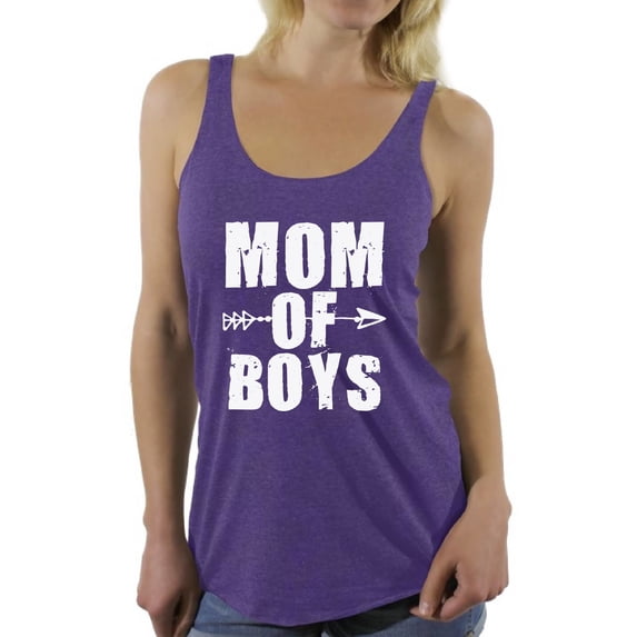 Awkward Styles Women's Mom of Boys Cute Motherhood Graphic Racerback Tank Tops White Mother's Day