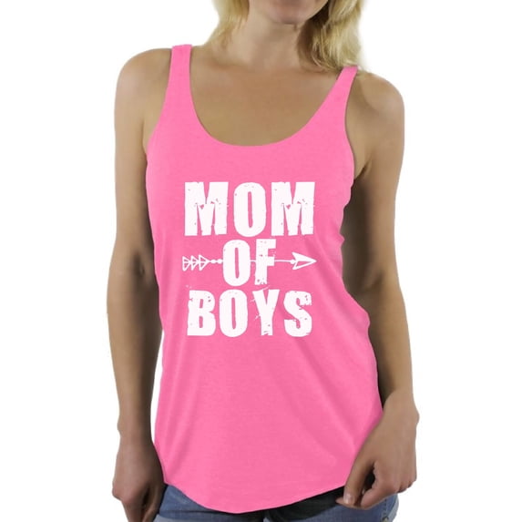 Awkward Styles Women's Mom of Boys Cute Motherhood Graphic Racerback Tank Tops White Mother's Day