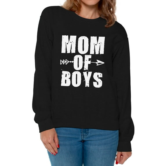 Awkward Styles Women's Mom of Boys Cute Motherhood Graphic Sweatshirt Tops White Mother's Day