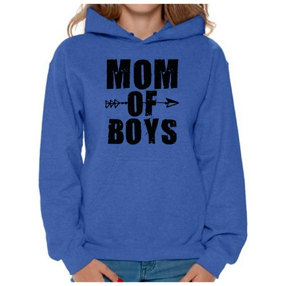 Awkward Styles Women's Mom of Boys Motherhood Mother's Day Graphic Hoodie Tops Black Arrow