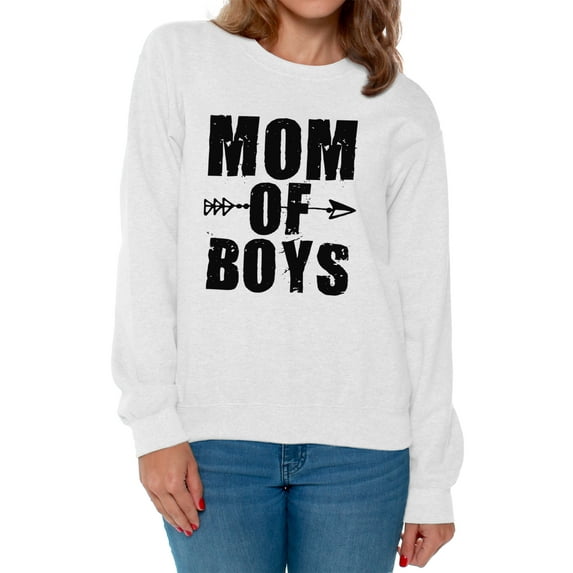 Awkward Styles Women's Mom of Boys Motherhood Mother's Day Graphic Sweatshirt Tops Black Arrow