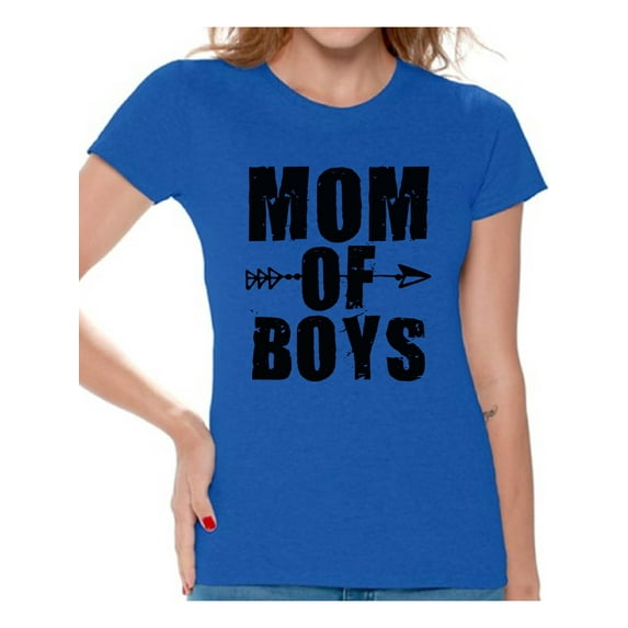 Awkward Styles Women's Mom of Boys Motherhood Mother's Day Graphic T-shirt Tops Black Arrow