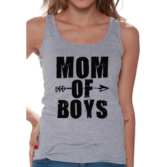 Awkward Styles Women's Mom of Boys Motherhood Mother's Day Graphic Tank Tops Black Arrow