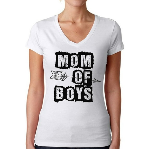Awkward Styles Women's Mom of Boys V-neck T-shirt Arrow Mother's Day Mom Life