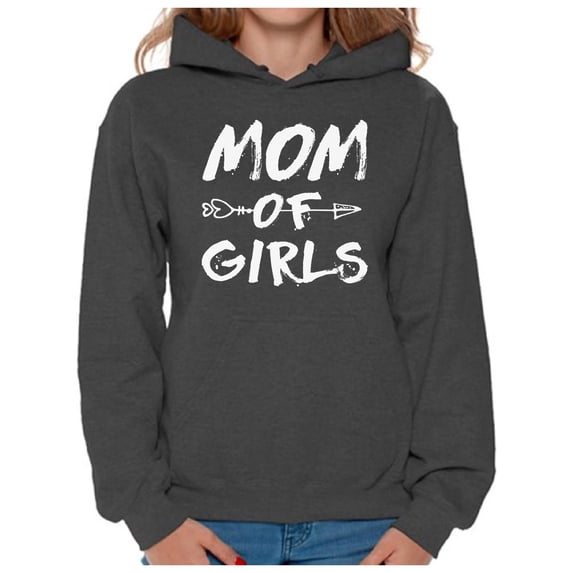 Awkward Styles Women's Mom of Girls Arrow Mother's Day Graphic Hoodie Tops White Motherhood New Mom