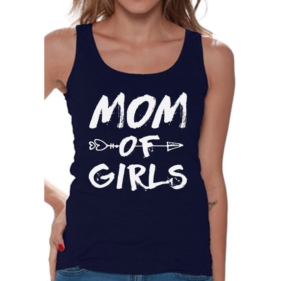 Awkward Styles Women's Mom of Girls Arrow Mother's Day Graphic Tank Tops White Motherhood New Mom