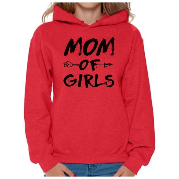 Awkward Styles Women's Mom of Girls Mothering Graphic Hoodie Tops Black Arrow New Mom Mother's Day