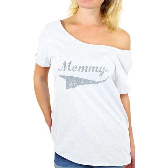 Awkward Styles Women's Mommy Vintage Graphic Off Shoulder Tops T-shirt Gray Gift for Mom
