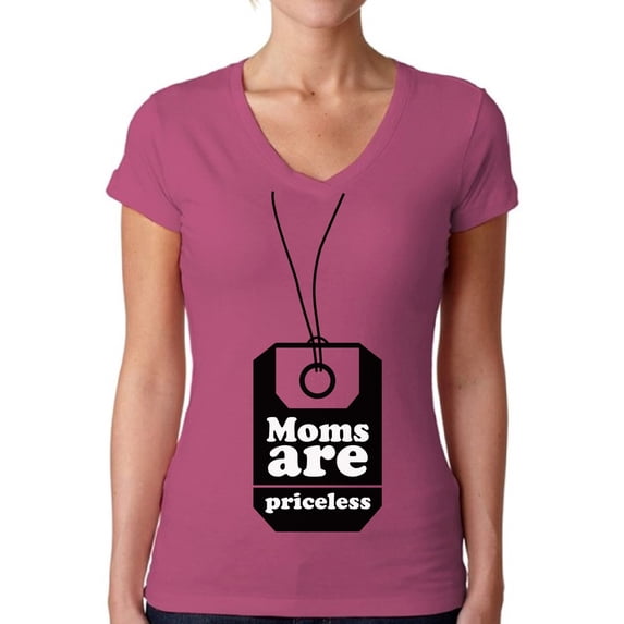 Awkward Styles Women's Moms Are Priceless V-neck T-shirt Mothers Day Gift