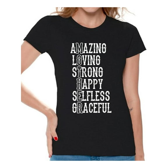 Awkward Styles Women's Mother Amazing Loving Strong Happy Graphic T-shirt Tops Mother's Day Gift