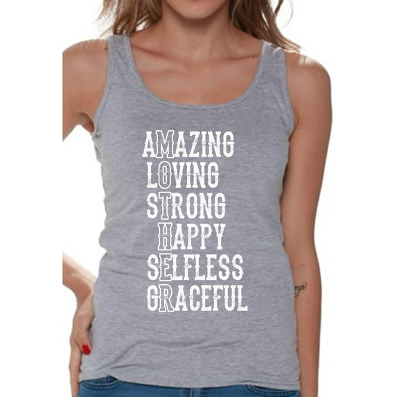 Awkward Styles Women's Mother Amazing Loving Strong Happy Graphic Tank Tops Mother's Day Gift
