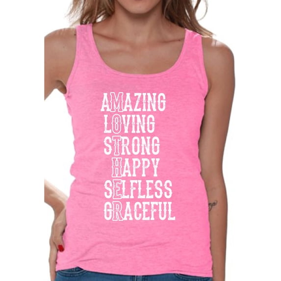 Awkward Styles Women's Mother Amazing Loving Strong Happy Graphic Tank Tops Mother's Day Gift