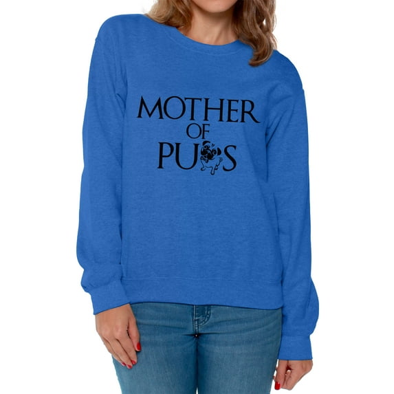 Awkward Styles Women's Mother Of Pugs Graphic Sweatshirt Tops Pet Loving Mom