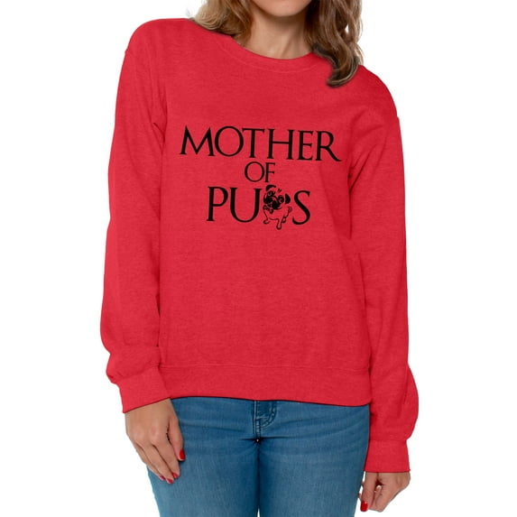 Awkward Styles Women's Mother Of Pugs Graphic Sweatshirt Tops Pet Loving Mom