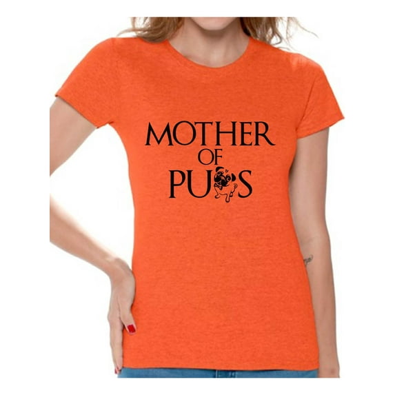 Awkward Styles Women's Mother Of Pugs Graphic T-shirt Tops Pet Loving Mom