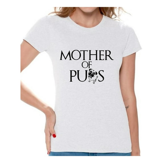 Awkward Styles Women's Mother Of Pugs Graphic T-shirt Tops Pet Loving Mom