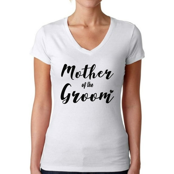 Awkward Styles Women's Mother Of The Groom Proud Mom`s V-neck T-shirt Wedding Day