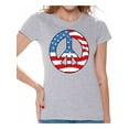 thumbnail image 1 of Awkward Styles Women's Peace Flag Patriotic Graphic T-shirt Tops American Flag Peace Sign, 1 of 4