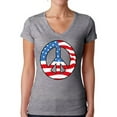 thumbnail image 1 of Awkward Styles Women's Peace Flag Patriotic V-neck T-shirt American Flag Peace Sign, 1 of 4