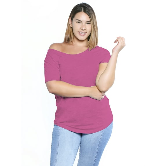 Awkward Styles Women's Plus Size Clothing Off Shoulder Shirt Curvy Plus Size Tshirt Loose Fit Shirts for Thick Girls Big Shirts for Women Plus Size Tshirt Off The Shoulder Cute Off Shoulder Tops