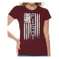 thumbnail image 1 of Awkward Styles Women's Prostate Cancer Distressed American Flag Graphic T-shirt Tops Fight Blue Ribbon, 1 of 4