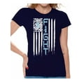 thumbnail image 1 of Awkward Styles Women's Prostate Cancer Distressed American Flag Graphic T-shirt Tops Fight Blue Ribbon, 1 of 4