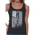 thumbnail image 1 of Awkward Styles Women's Prostate Cancer Distressed American Flag Graphic Tank Tops Fight Blue Ribbon, 1 of 4