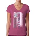 thumbnail image 1 of Awkward Styles Women's Prostate Cancer Distressed American Flag V-neck T-shirt Fight Blue Ribbon, 1 of 4