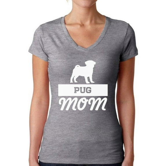 Awkward Styles Women's Pug Mom V-neck T-shirt Pug Dog Lover