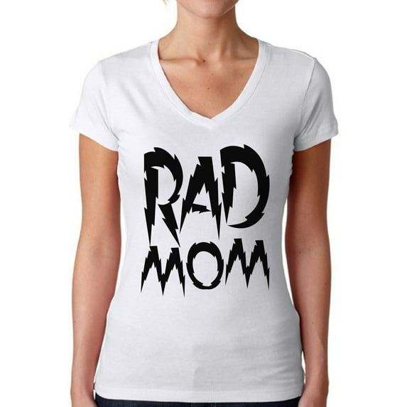 Awkward Styles Women's Rad Mom Cool V-neck T-shirt Black Mother's Day