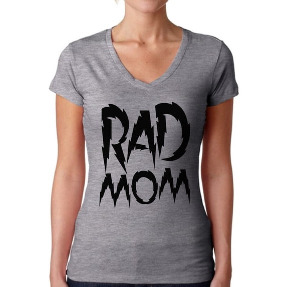 Awkward Styles Women's Rad Mom Cool V-neck T-shirt Black Mother's Day