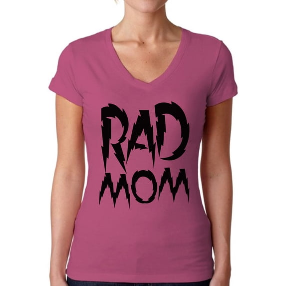 Awkward Styles Women's Rad Mom Cool V-neck T-shirt Black Mother's Day