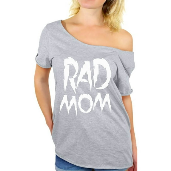Awkward Styles Women's Rad Mom Funny Graphic Off Shoulder Tops T-shirt White Mothering