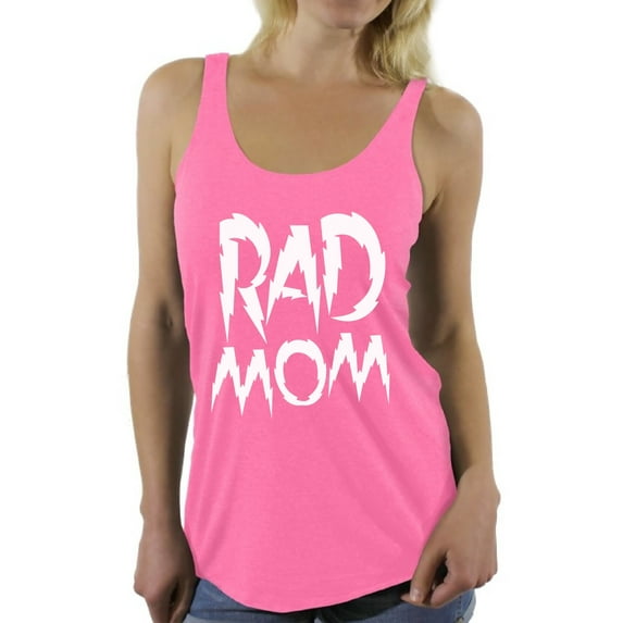 Awkward Styles Women's Rad Mom Funny Graphic Racerback Tank Tops White Mothering