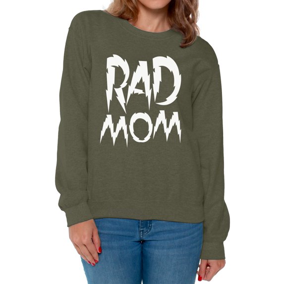 Awkward Styles Women's Rad Mom Funny Graphic Sweatshirt Tops White Mothering