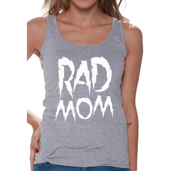 Awkward Styles Women's Rad Mom Funny Graphic Tank Tops White Mothering