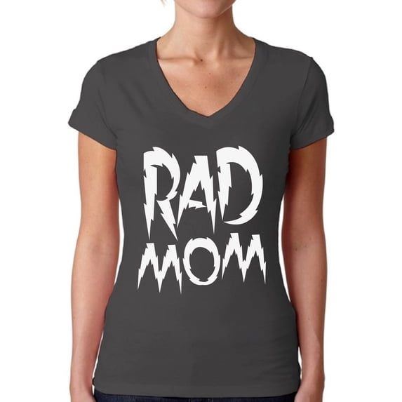 Awkward Styles Women's Rad Mom Funny V-neck T-shirt White Mothering