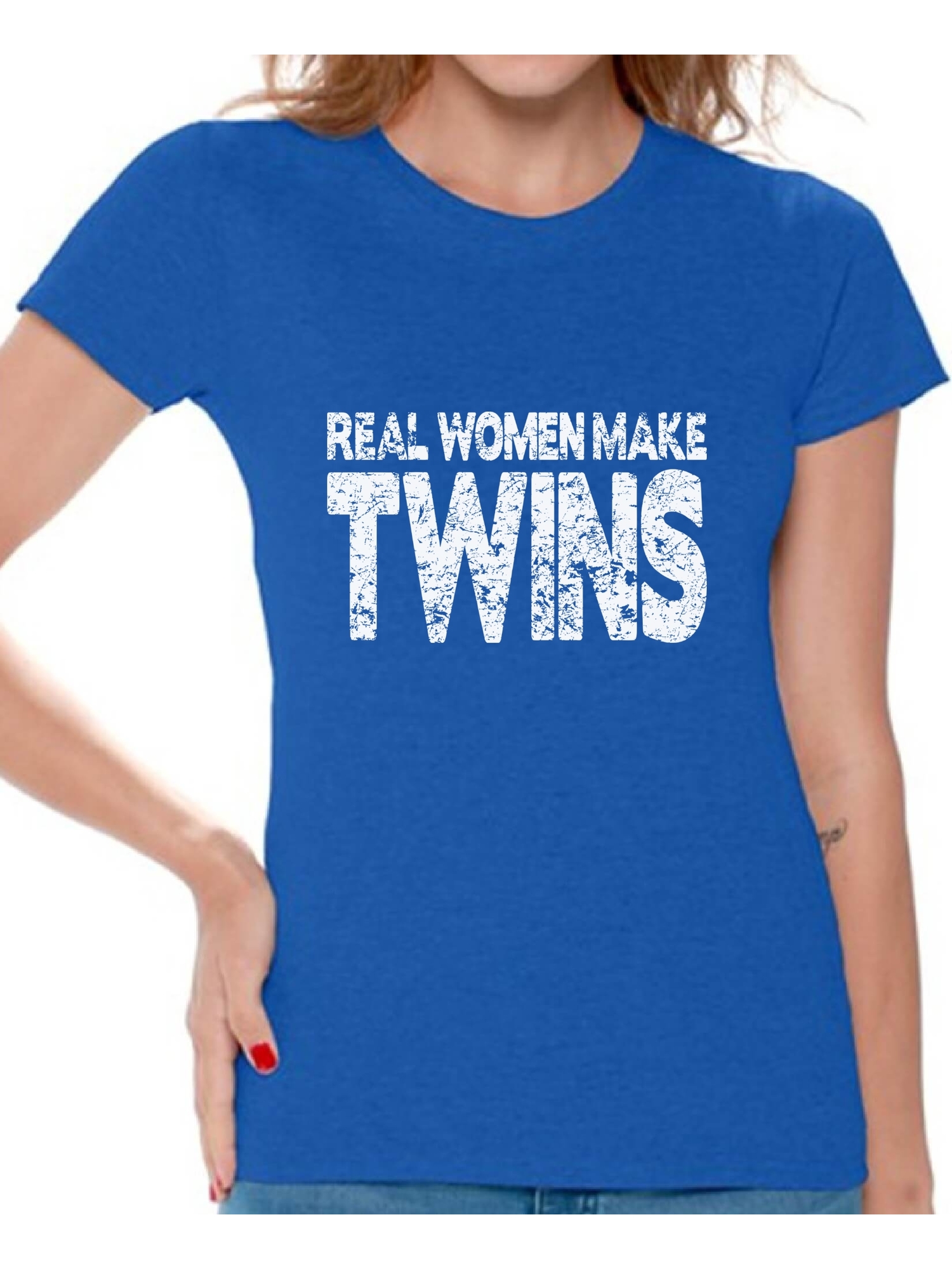 Awkward Styles Women's Real Women Make Twins Graphic T-shirt Tops Mother`s Hilarious - image 1 of 4
