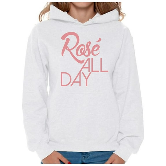 Awkward Styles Women's Rose All Day Relaxed Drinking Graphic Hoodie Tops Wine Lover Gift