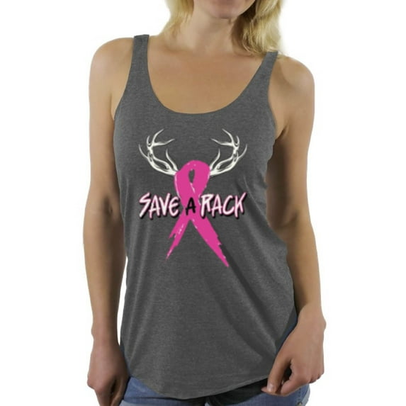 Awkward Styles Women's Save A Rack Graphic Racerback Tank Tops Pink Ribbon Breast Cancer Awareness