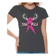 thumbnail image 1 of Awkward Styles Women's Save A Rack Graphic T-shirt Tops Pink Ribbon Breast Cancer Awareness, 1 of 4