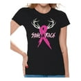 thumbnail image 1 of Awkward Styles Women's Save A Rack Graphic T-shirt Tops Pink Ribbon Breast Cancer Awareness, 1 of 4